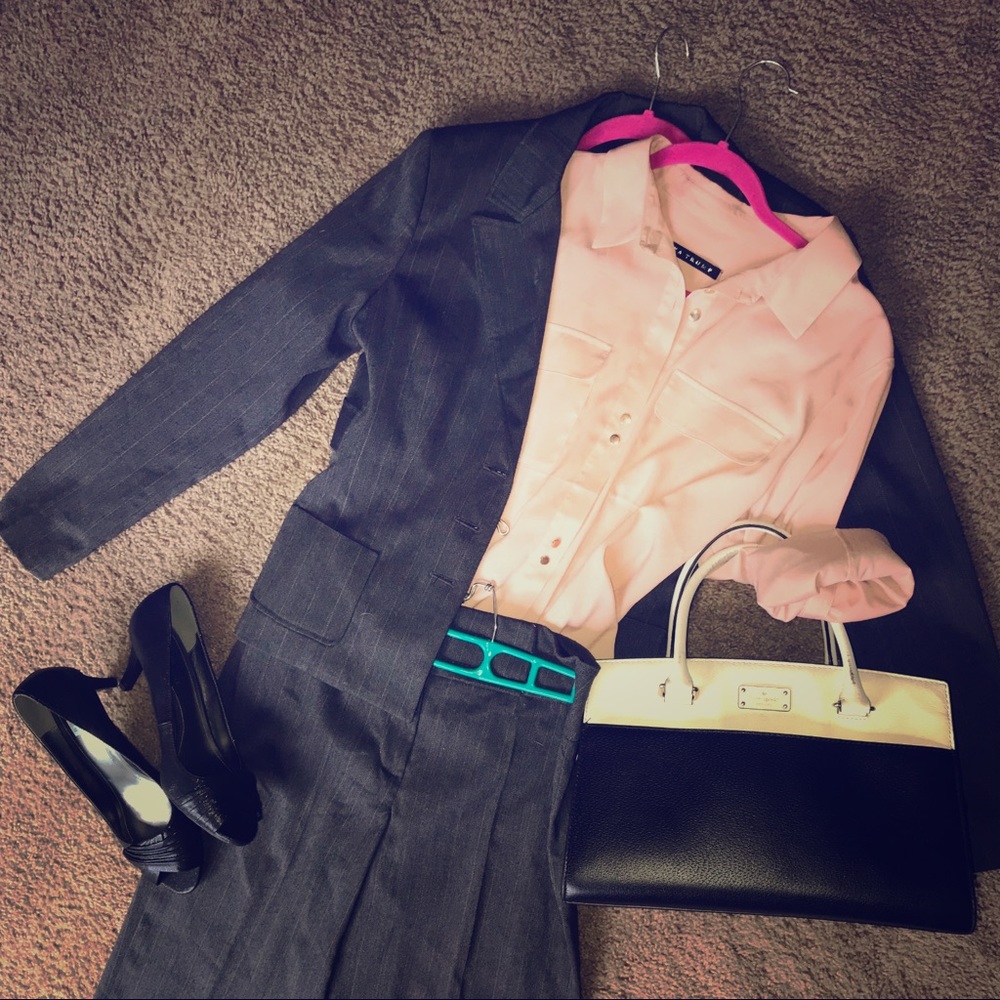 Womens Gray Dress Pant Suit
